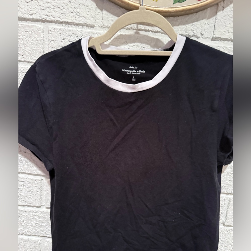 Abercrombie and Fitch Essentials Black and White Ringer T-Shirt